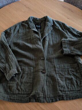 Madewell - Oversized gauze blazer olive green 1X